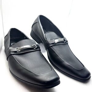 Calvin Klein Men's Slip-on Black Leather Loafers Soft Top Shoes Size 11M